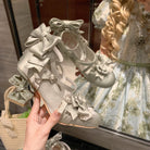 Thousand Knots - Classic Lolita Satin Heels Shoes, Bow-shaped Heel