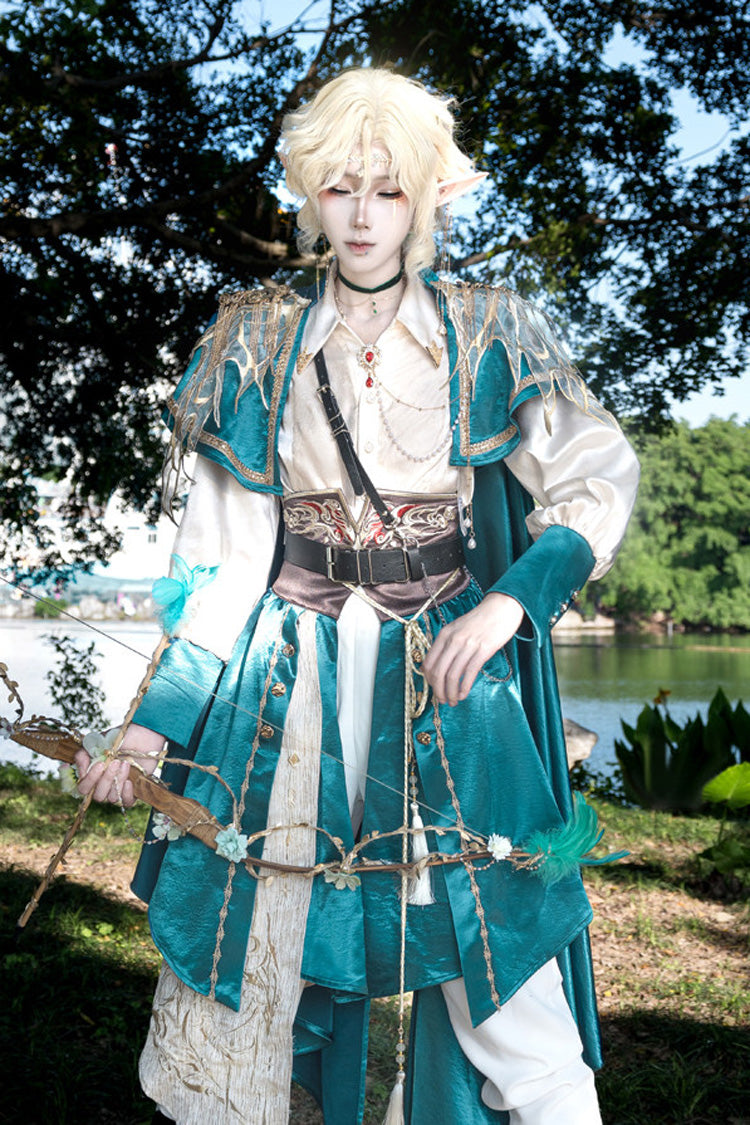 Green Lapel Collar Long Sleeves Gothic Chinese Style Military Prince Ouji Lolita Full Set