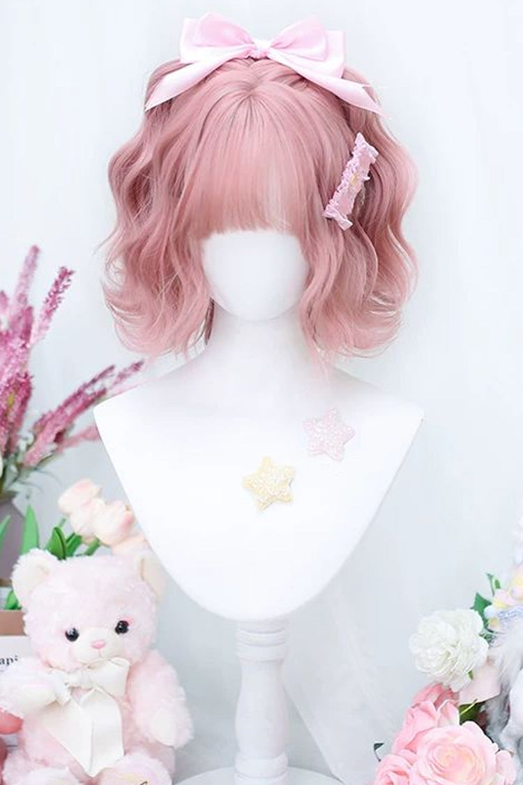 Peachy Pink Natural Fluffy Short Curls Sweet Lolita Wig