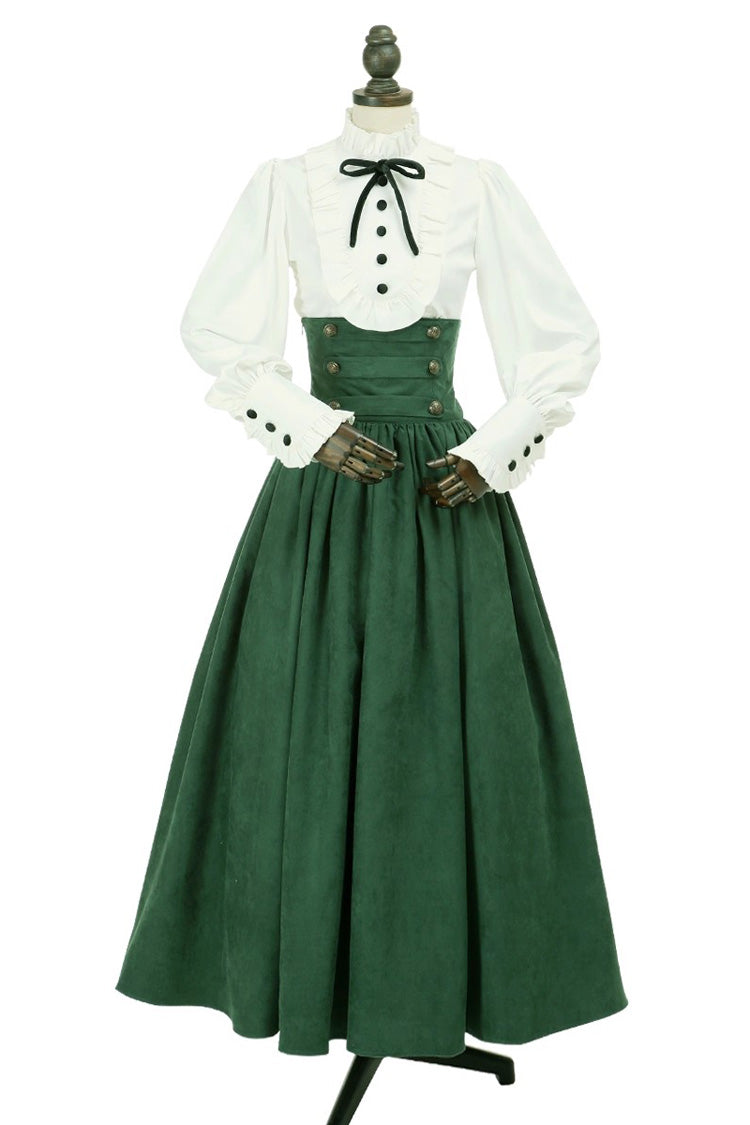 [Magic Academy] High Waisted Multi-Layered Ruffle Lace-Up Sweet Vintage Lolita Skirt 3 Colors
