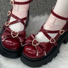 Wine Red Synthetic Leather Cross Straps Bow Lolita Shoes