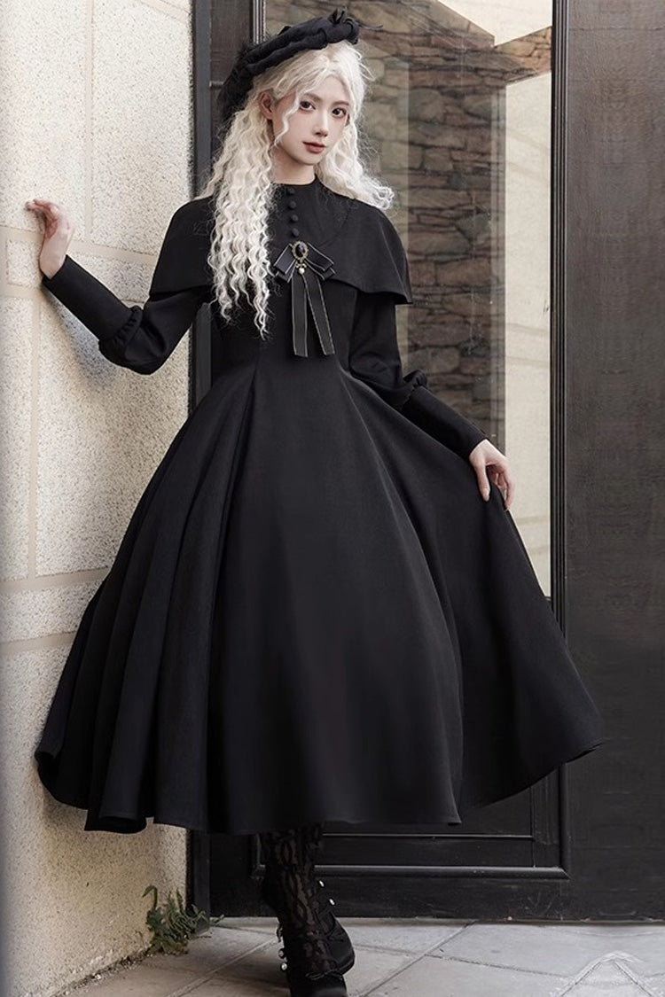 Black [Thirteenth Evening] Long Sleeves Slim Gothic Elegant Lolita Dress