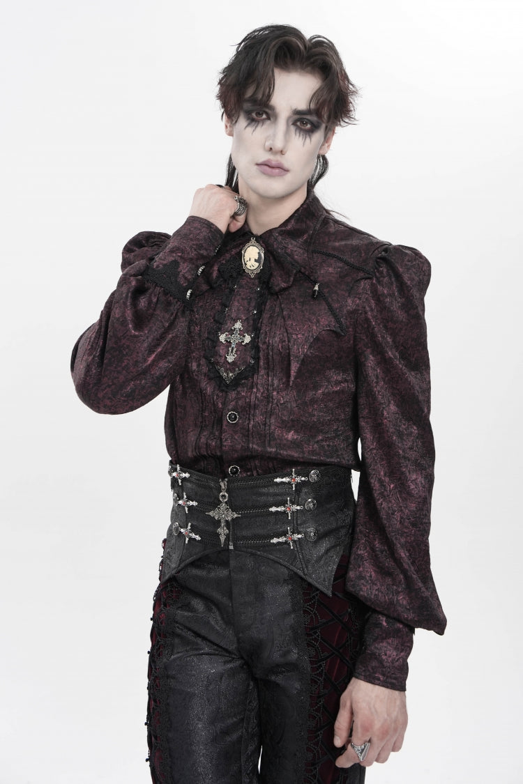 Black Jacquard Lace-Up Slim Men's Gothic Handsome Girdle