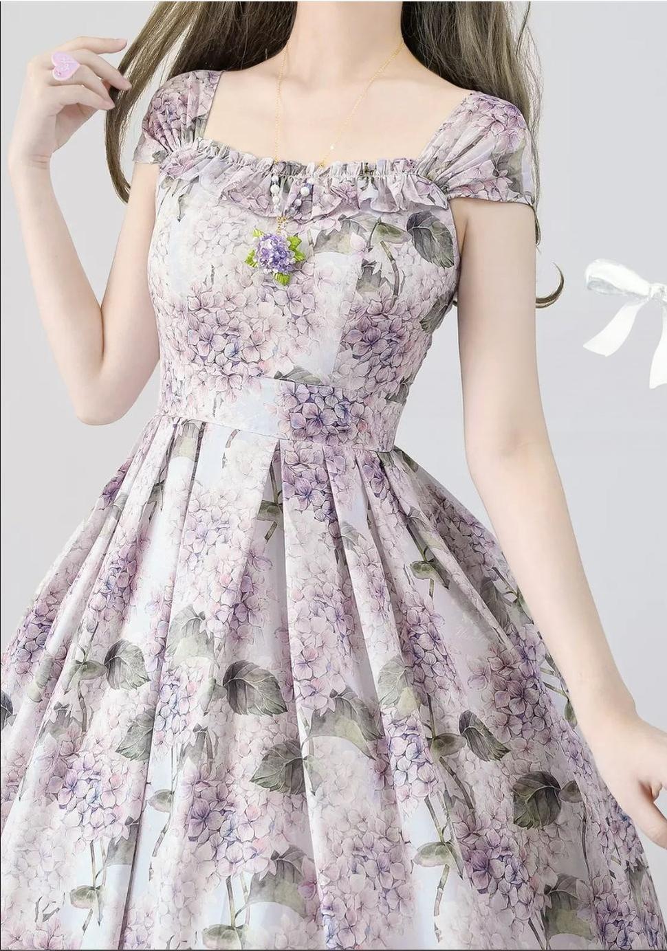 Forest Basket 3.0 - Vintage Lolita Dress for Summer, Floral Print