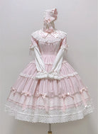 Edelburg Rose - Old School Lolita Cotton OP Dress Set, Detachable Sleeves