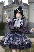 Black/Purple [Magic Troupe] Printed Ruffled Sweet Classic Lolita Skirt Set