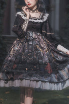 Black Long Sleeves Mist Print Classic Lolita OP Dress