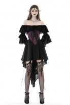 Purple Butterfly Embroidered Lace Women's Luxurious Royal Underbust Corset