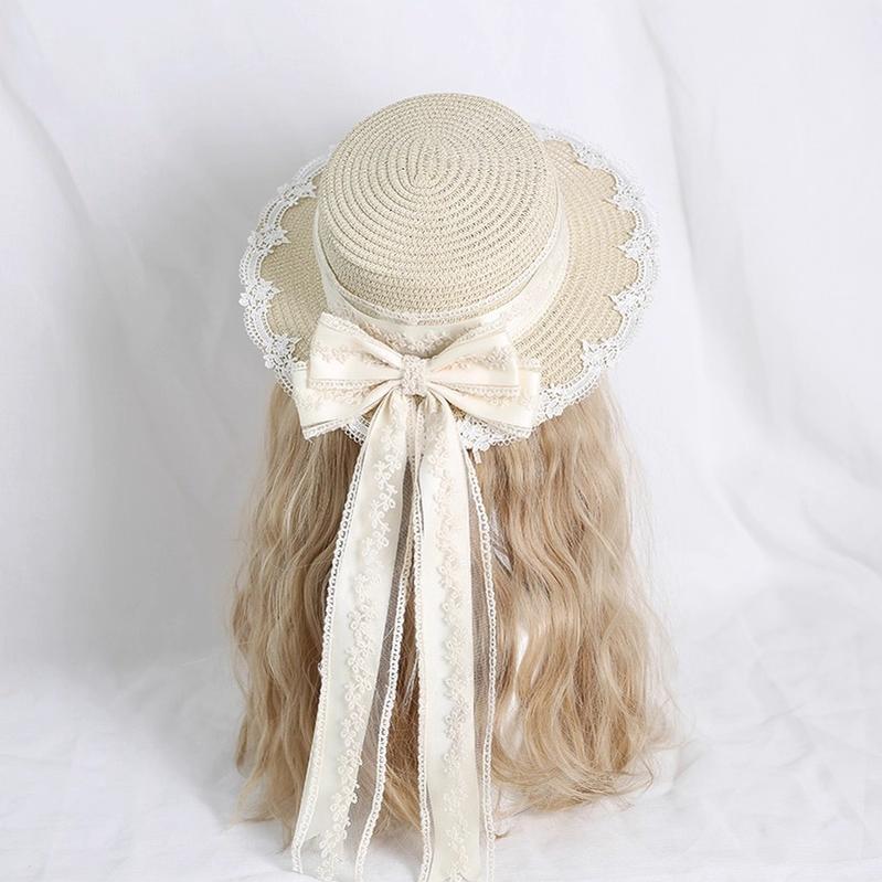 Country Lolita Handmade Lace Straw Hat