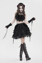 Black Multi-Layered  Tassels  Chain-Decorated Women's Gothic Skirt