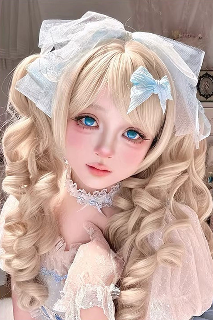 Pearl Beige Roman Curl Large Twin Ponytail Sweet Lolita Wig