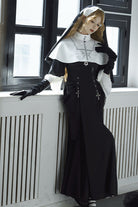 Black [Halloween Night Temple Nun] Short Sleeves Print Ruffle Gothic Elegant Lolita Dress