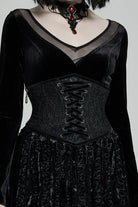 Black Jacquard Side Zipper Lace-Up Women's Gothic Corset