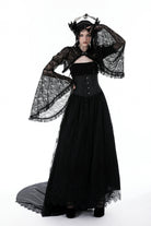 Black Long Flared Sleeves Ruffled Lace Women's Gothic Cape