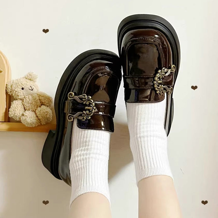Vintage [Accordion Knight] Bowknot Chinese College Style Lolita Ankle Shoes 2 Colors