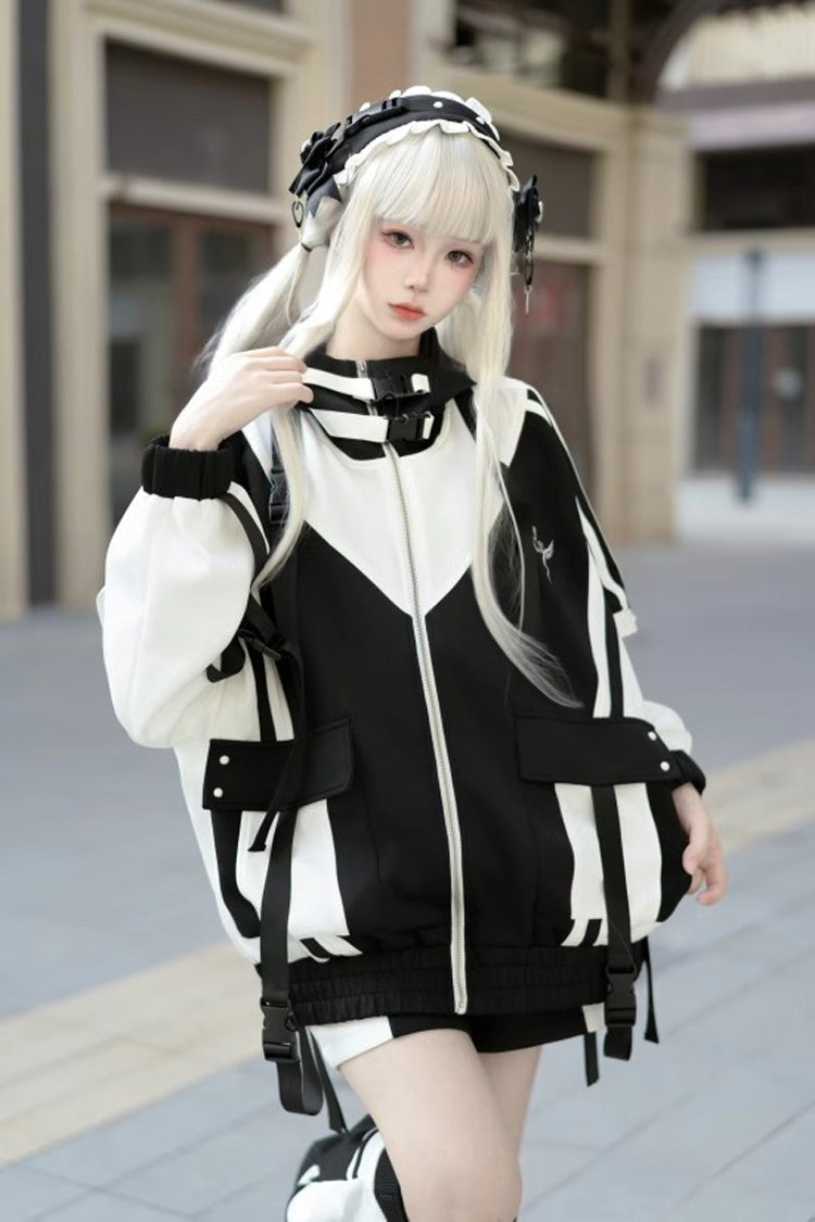 [Wing Light Machinery] Long Sleeves Print Jirai Kei Cool Coat 4 Colors