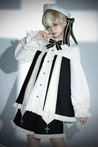 White [The Choir of The Church] Long Sleeves Bow Chain-Decorated Gothic Ouji Lolita Set