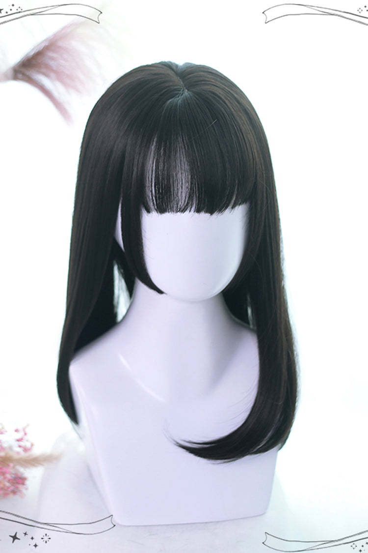Natural Hair-tail Medium Long Straight Hair Classic Lolita Wigs