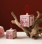 Red Floral Double Happiness Favor Box With Blessings (20pcs)