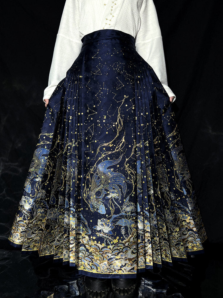 Starry Sky Horse Face Skirt in Black, Blue & Red