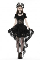 Black Multi-Layered Ruffled Lace Irregular Women's Gothic Swallow Tail Skirt