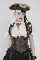 Bronze Bow Lace-Up Slim Zippered Women's Gothic Swallow-tailed Vest