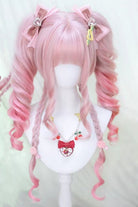 Cream Pink Ombre Roman Curl Twintails Sweet Lolita Wig Set