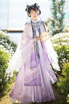 Purple Long Sleeves High Waisted Embroidery Women's Classic Chinese Style Hanfu Dress Full Set