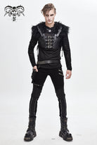 Black Asymmetric Chain-Decorated Men's Punk Belts