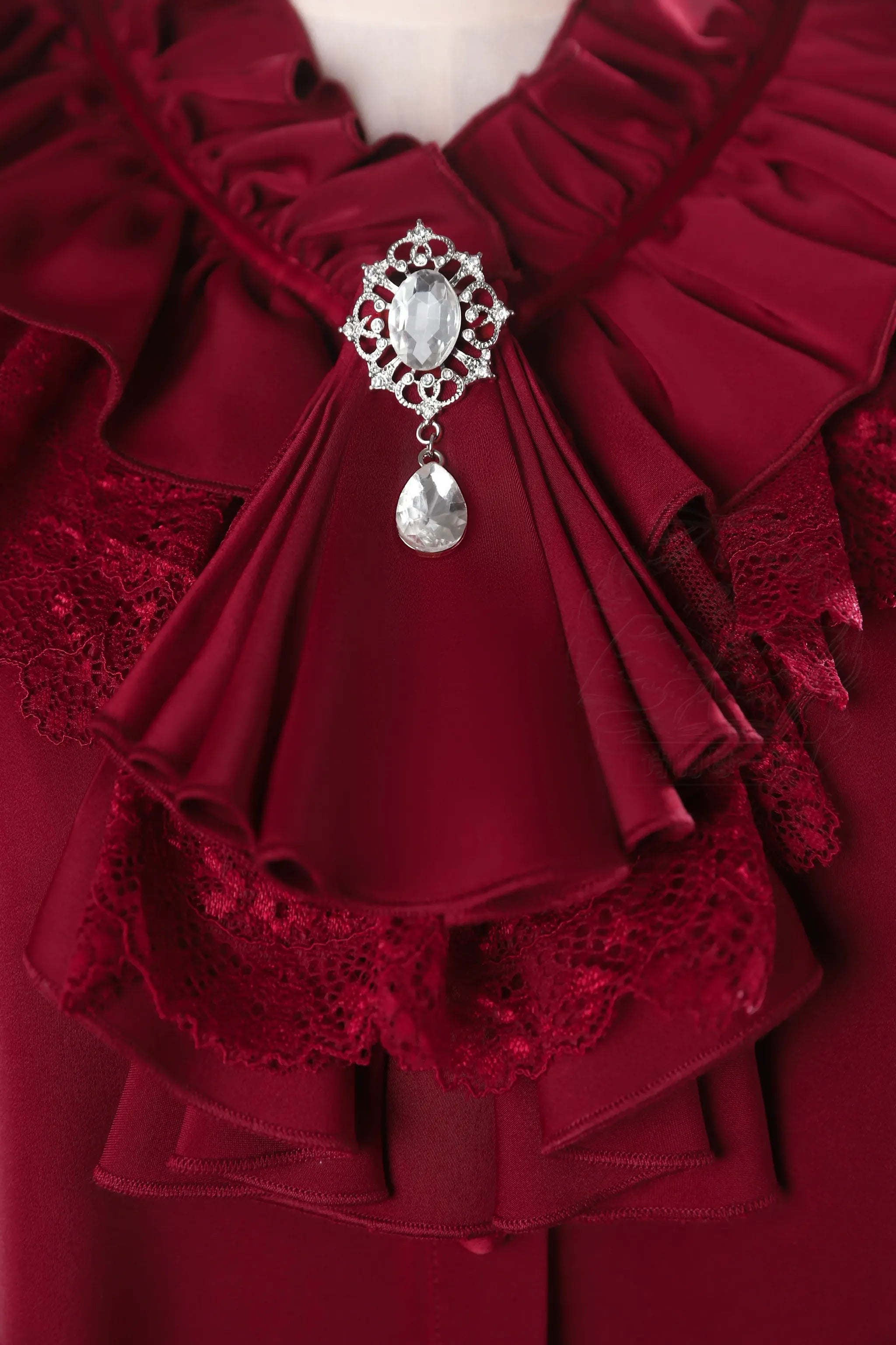Night & Day Sonata - Ouji Lolita Layered Jabot, Metal Chain Brooch