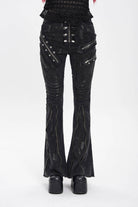 Black Zipper Pleated Women's Punk Flared Pants