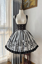 Black/White [A Weird Christmas] Sleeveless Printed Ruffled Gothic Lolita Bust-Support JSK Dress