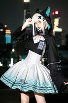 Black/White [Electronic Cat] Print Future Suit Gothic Cool Lolita Dress