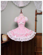 Old School Lolita Halter Neck OP Dress, Polka Dot Accent
