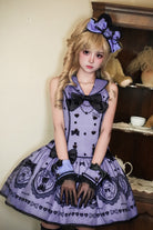 Purple [Sugar Bear] Halterneck Sleeveless Embroidered Bow Sweet Lolita Dress