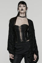 Black Long Batwing Sleeves Ripped Women's Punk Cardigan