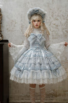 Blue [Reinas] Sleeveless Ruffle Bowknot Lace Sweet Lolita Jsk Dress