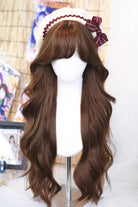Chestnut Brown Statement Bangs Long Curls Sweet Lolita Wig
