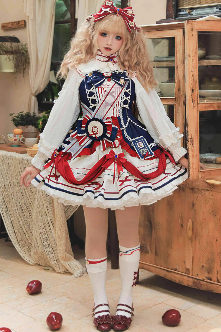 Multi-Color [Witch Gina] Print Ruffle Bowknot Sweet Princess Lolita Dress Set
