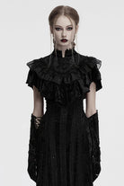 Black Sleeveless Ruffle Stitching Lace Women's Gothic Cape