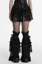 Black Multi-Layered Stitching Lace-Up Mesh Women's Punk Skirt