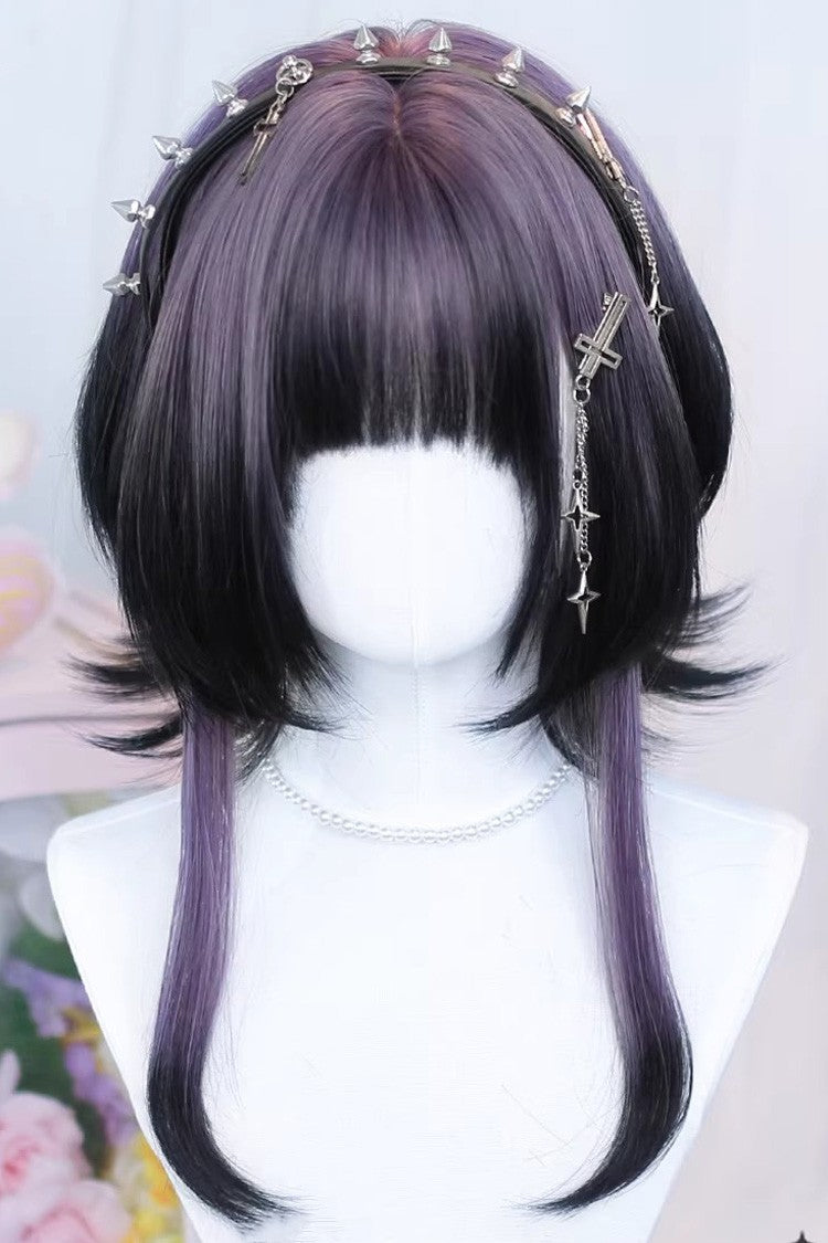 Black/Purple Ombre Mid-length Gothic Sweet Lolita Wig