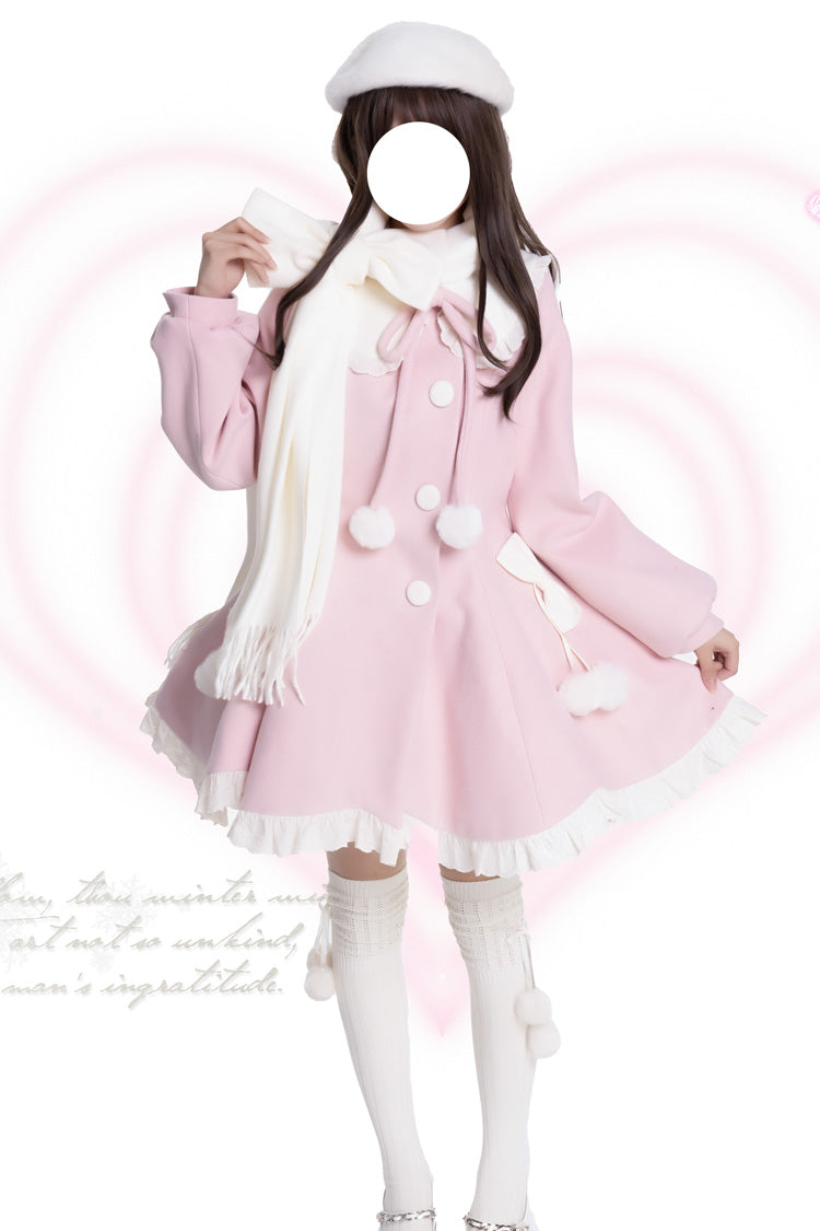 [Winter Sonata] Long Sleeves Ruffle Bowknot Sweet Elegant Princess Lolita Coat 2 Colors