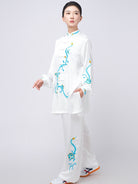 Acetate Tai Chi Uniform – White Embroidered Performance Set
