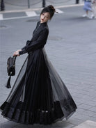 Embroidery Black Long Dress Chinese Modern Hanfu