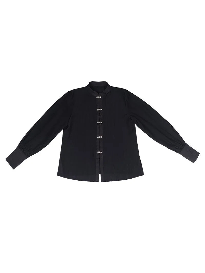 Embroidery Black Long Dress Chinese Modern Hanfu