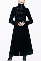 Black Retro Stand Collar Stage Costume Women's Gothic Coat