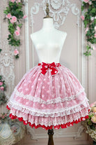 [Wave Candy] Triple-Layered Print Ruffle Bowknot Sweet Lolita Skirt 3 Colors