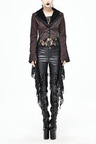 Red And Black Wavy Stripes Detachable Hem Short Womens Gothic Jacket