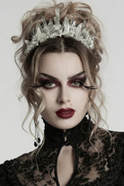 White Irregular Beaded Women's Gothic Crystal Headwear